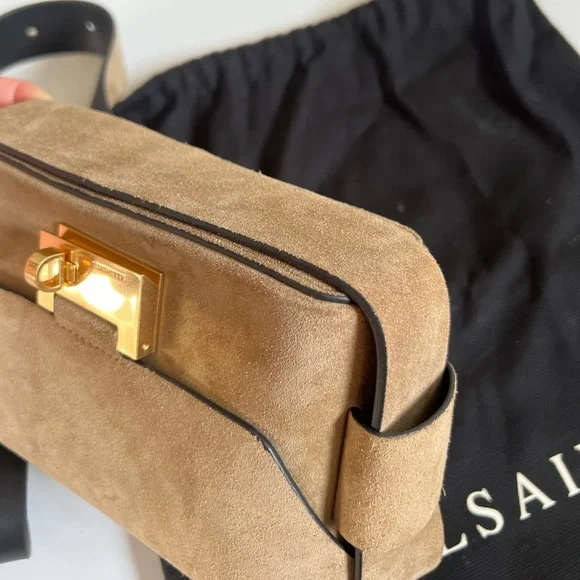 NWT All Saints 3 in 1 Suede brown leather Frankie Crossbody Bag + Dust Bag - Picture 8 of 16